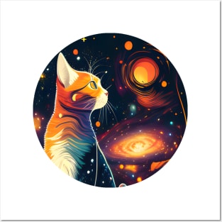 Kitty Looking Stars - Infinite Night - Beautiful Moon Posters and Art